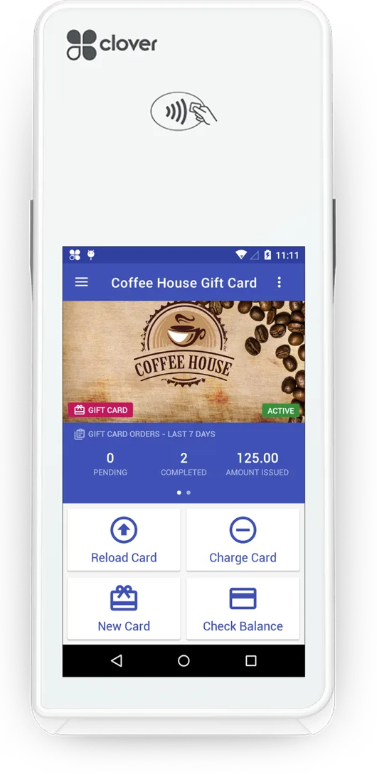 Clover Flex running the Loopz gift card app