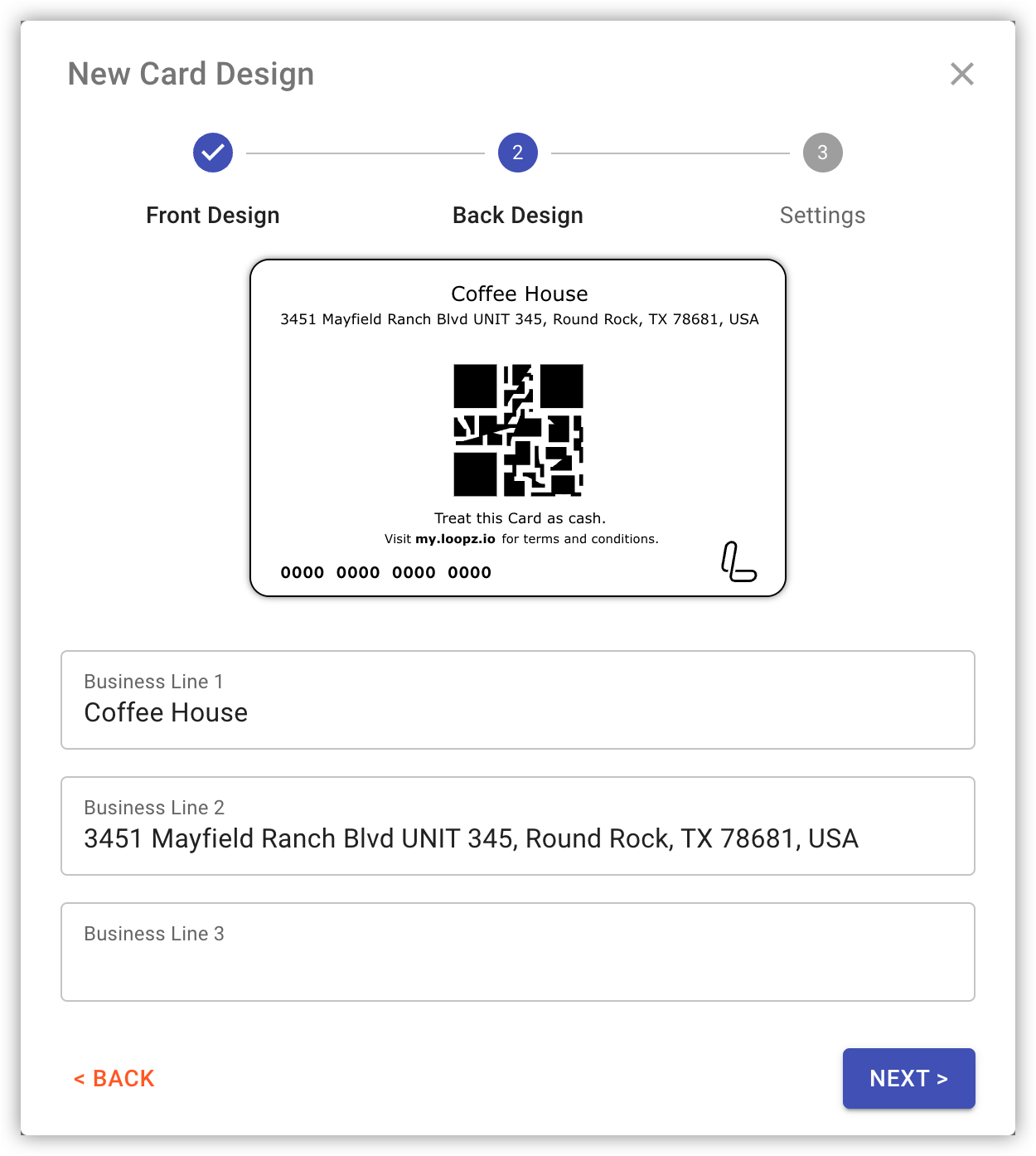 Configuring the back side of the card design