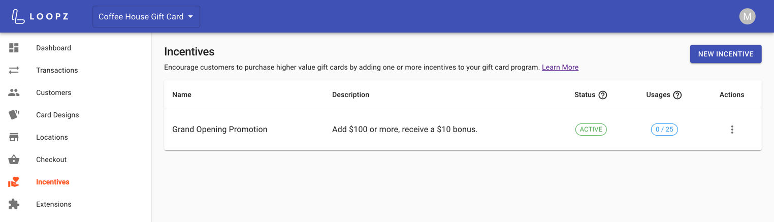 Active incentive shown during a gift card purchase