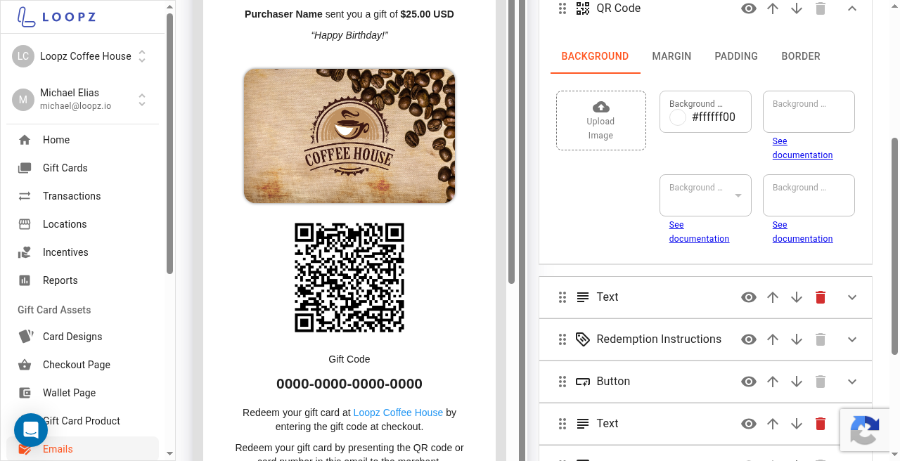 QR Code block settings