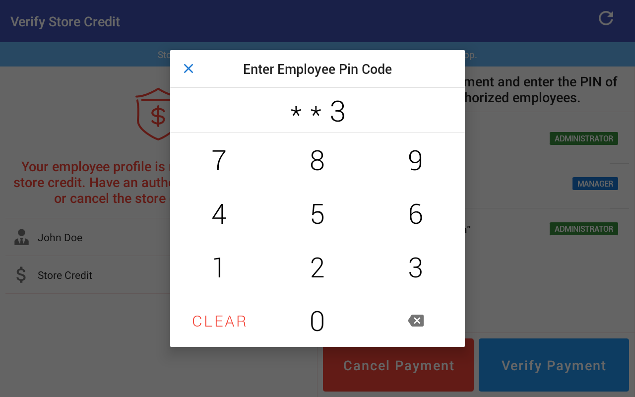 Authorized employee entering their PIN code