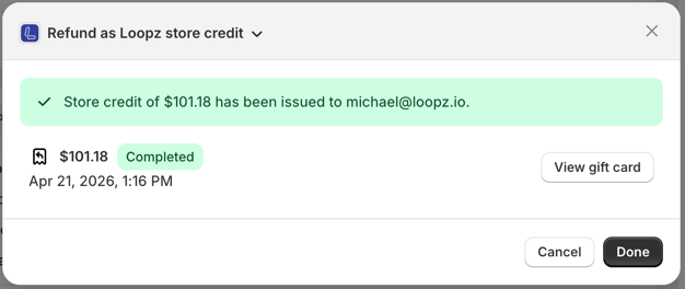 Refund success confirmation