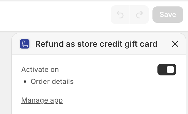 Activate on toggle for Order details next to the Save button