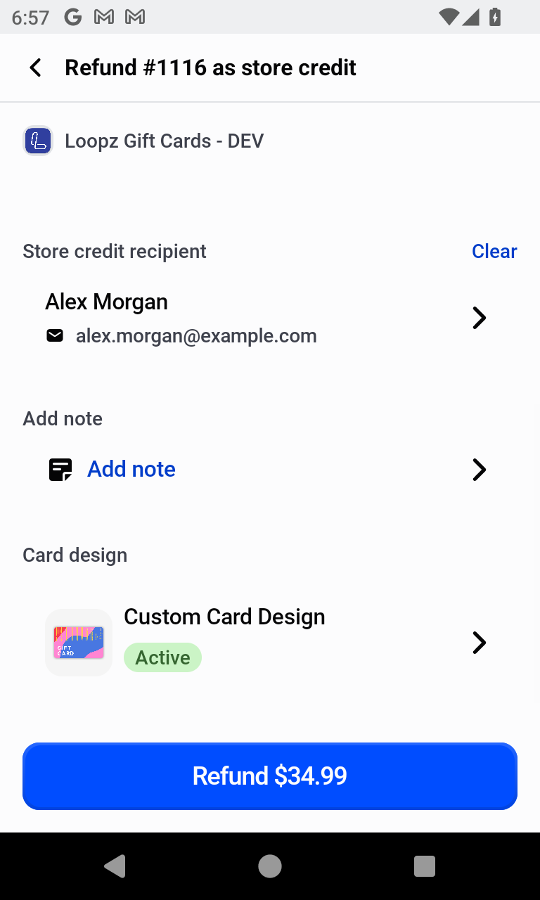 Reviewing the note and card design before refunding